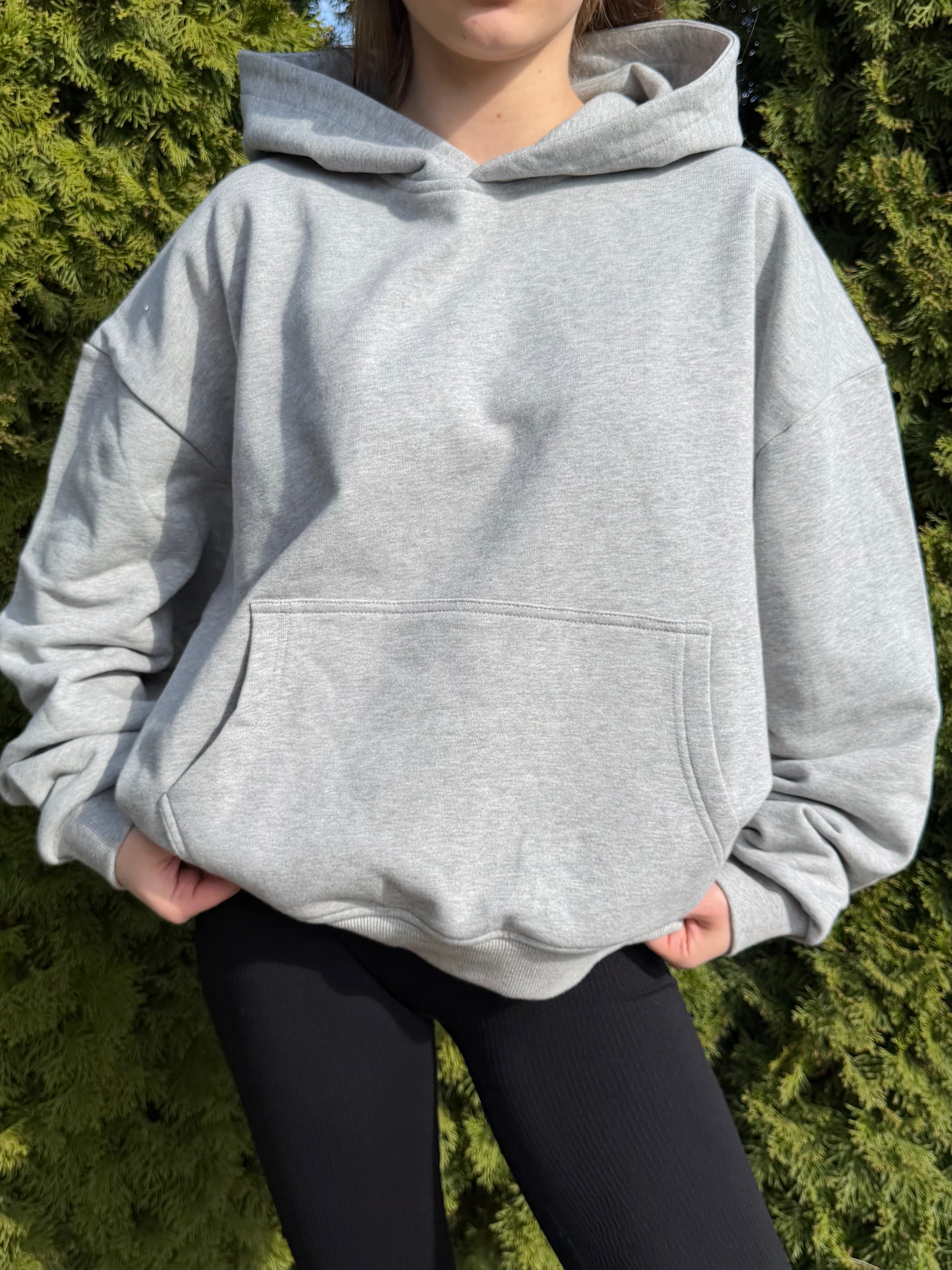 Bluza z kapturem boxy - szara