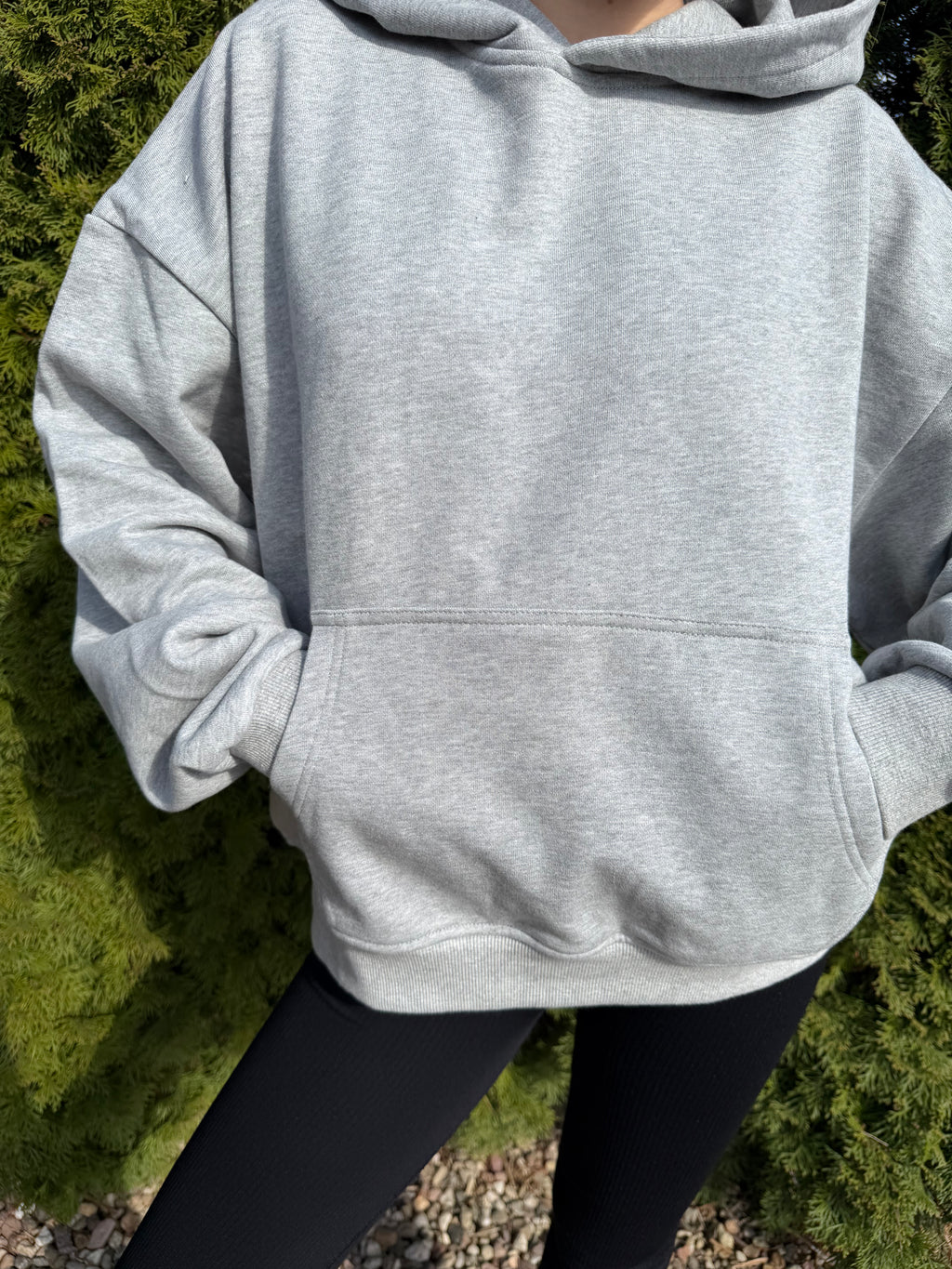 Bluza z kapturem boxy - szara