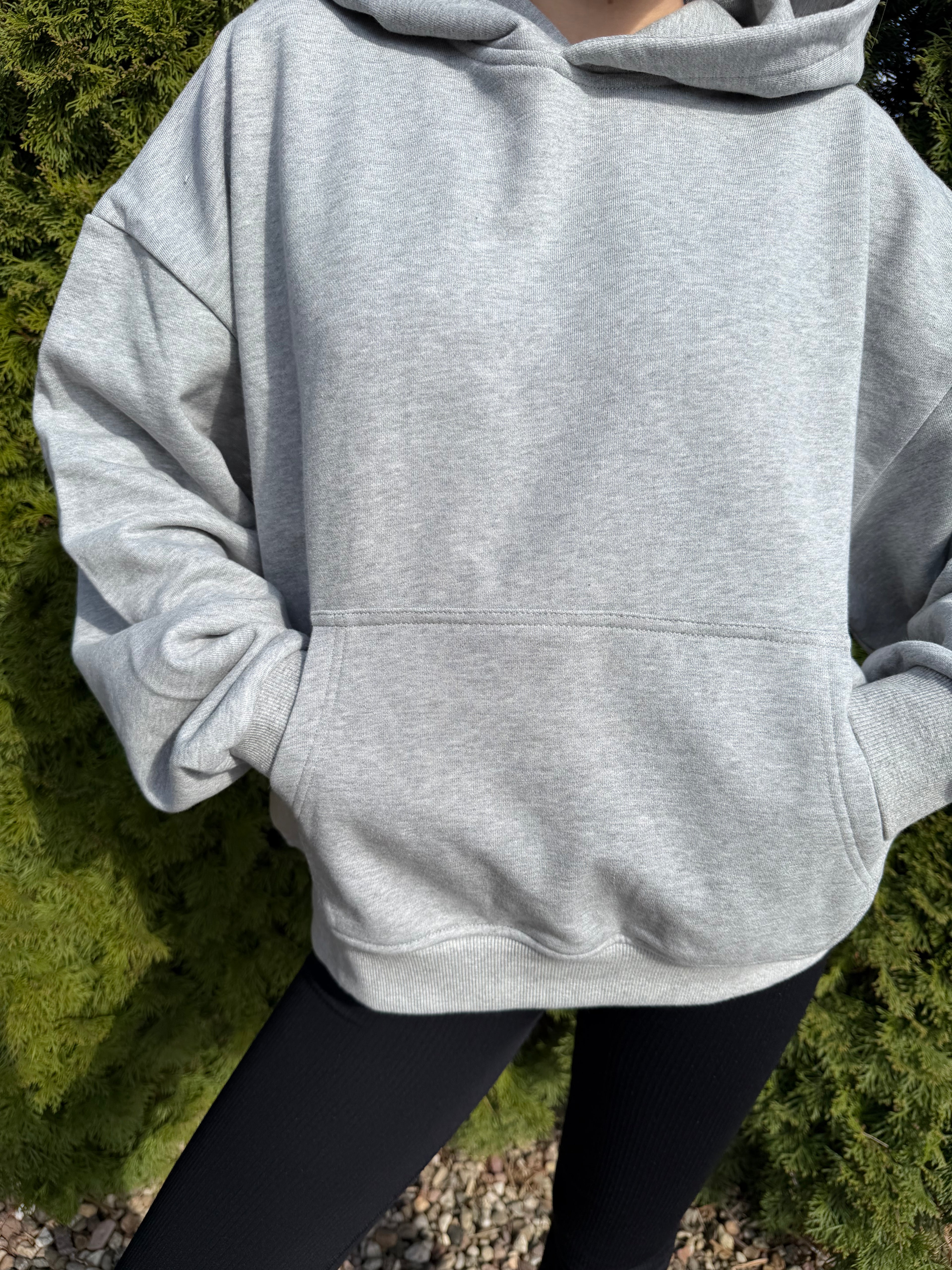 Bluza z kapturem boxy - szara