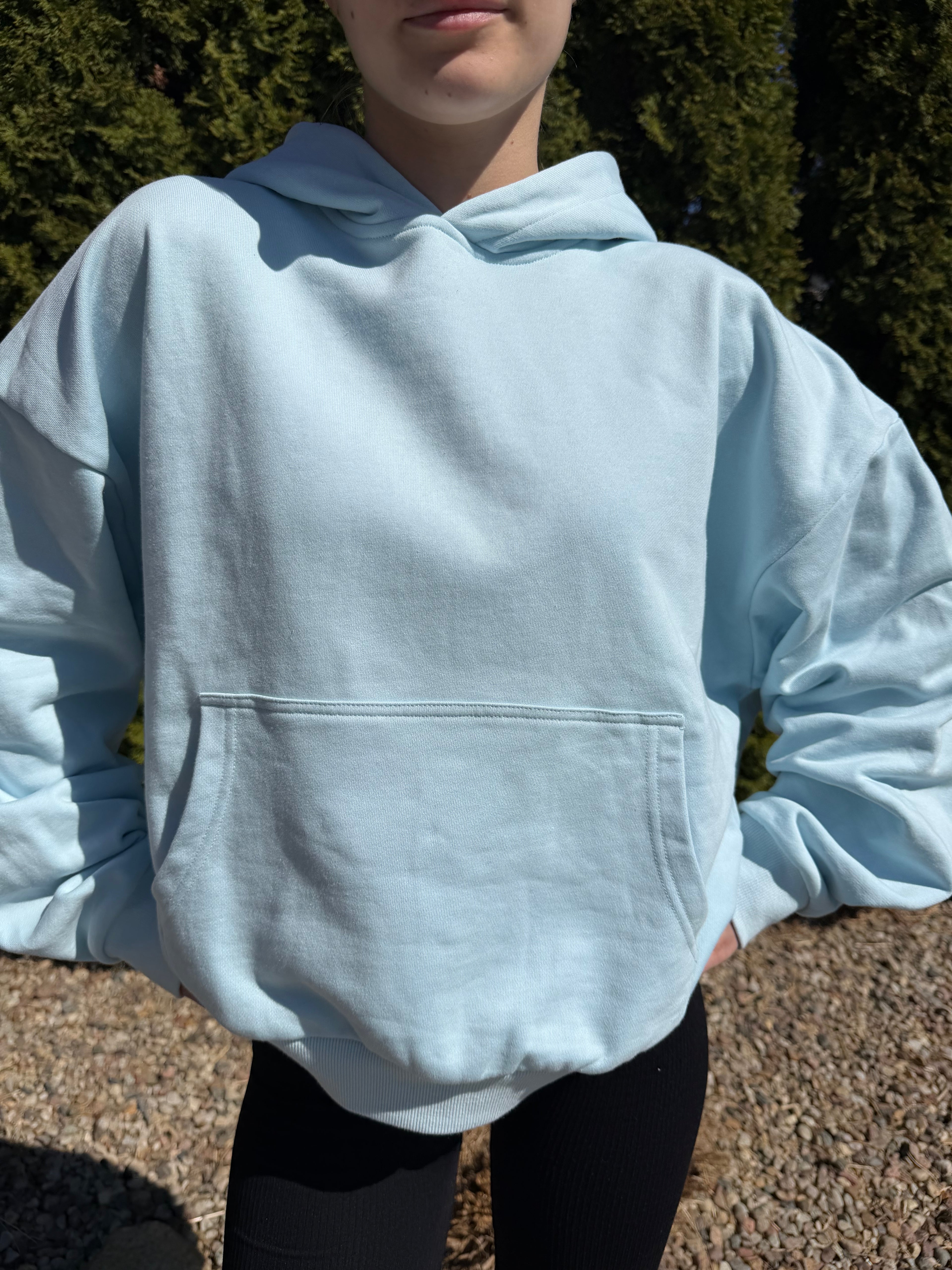 Bluza z kapturem boxy - błękitna